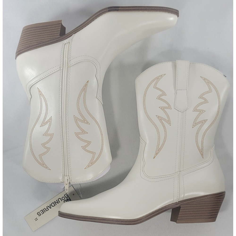 No Boundaries Western Boots Women's Size 11 White Embroidered W/Side Zipper NIB - Picture 7 of 11
